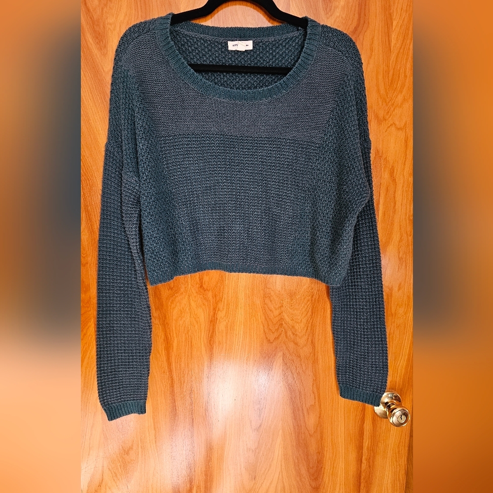 Cropped Teal/Green Women's Sweater